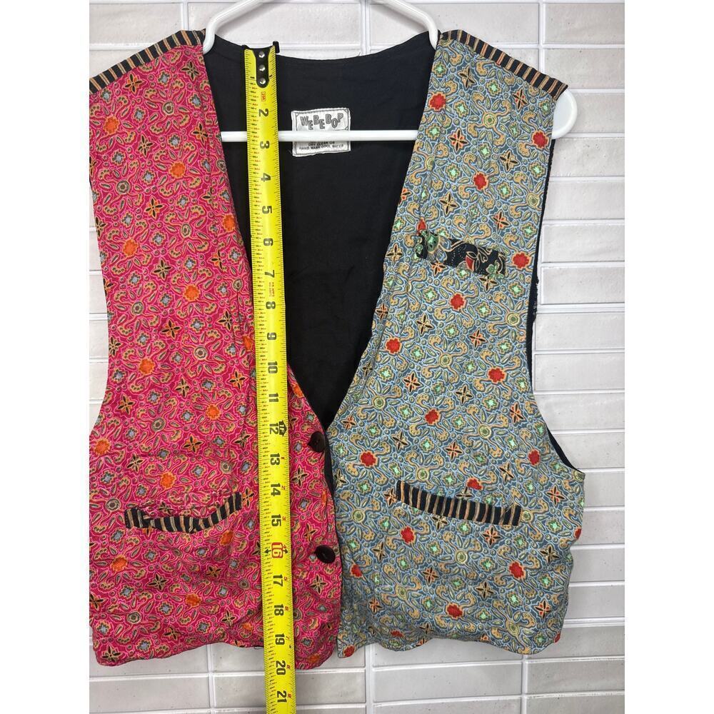 Vintage Webebop Patchwork Vest Rayon Boho Artsy Multi-Pattern 2 Button Size XS/S - Picture 5 of 6